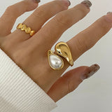 Veronica -  Amber Pearl Ring — made with care and attention to detail.