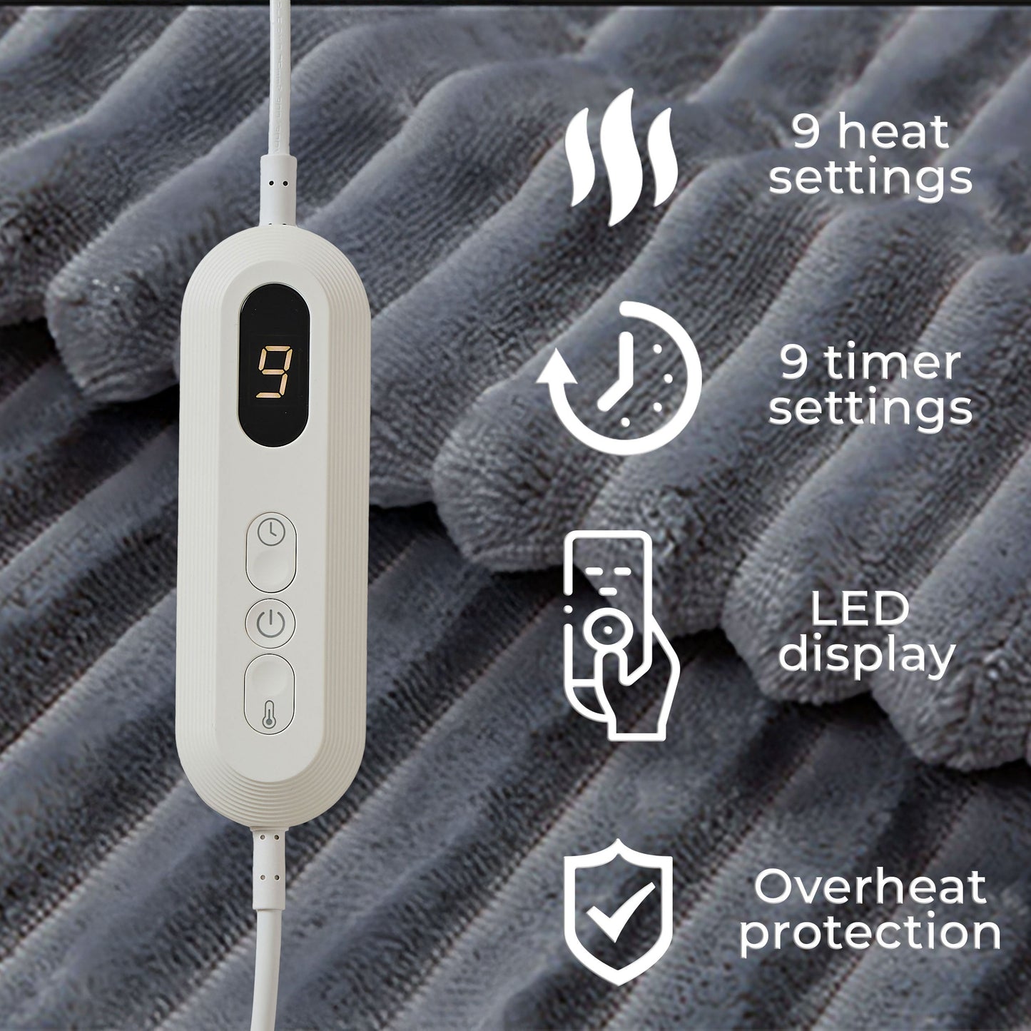 Neo Grijze Elektrische Deken Verwarmde Fleece Overdeken