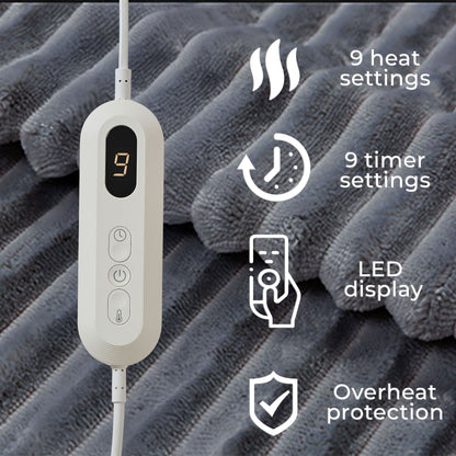 Neo Grijze Elektrische Deken Verwarmde Fleece Overdeken