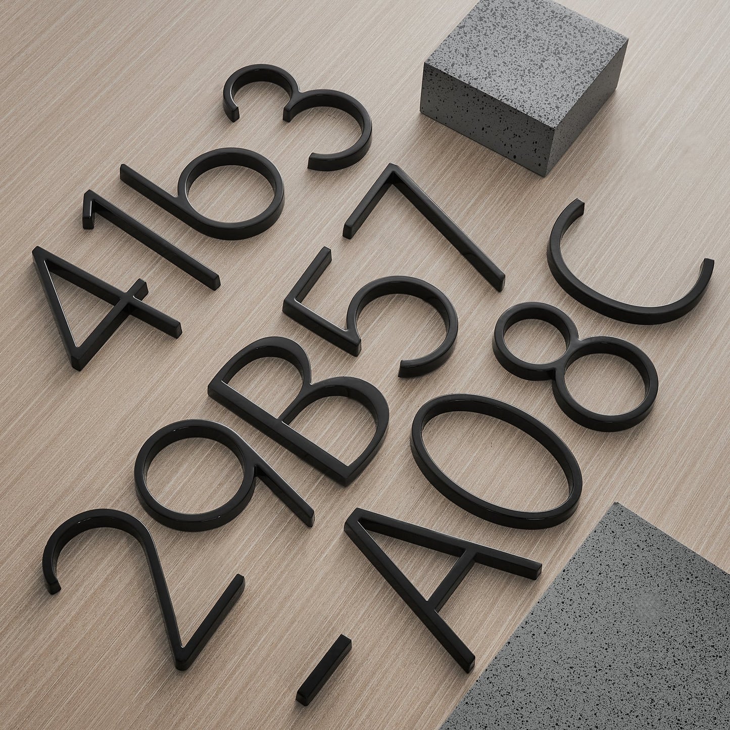 3D Floating Black House Numbers | Modern Metal Address Sign