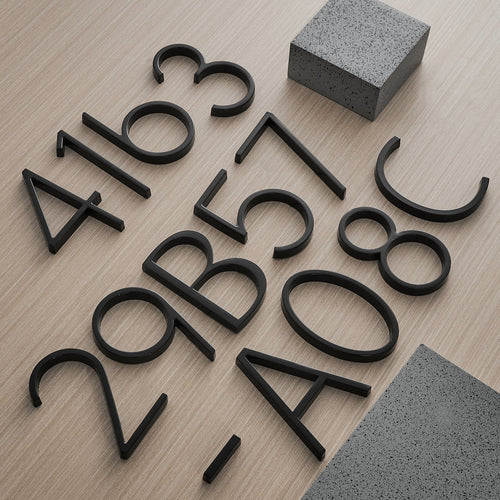 3D Floating Black House Numbers | Modern Metal Address Sign