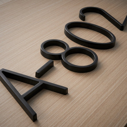 3D Floating Black House Numbers | Modern Metal Address Sign
