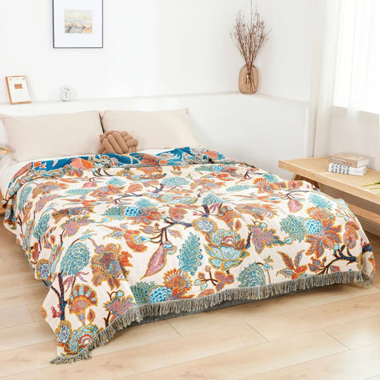 Couverture décorative en coton pour jardin, utilisable à l'extérieur et à l'intérieur.