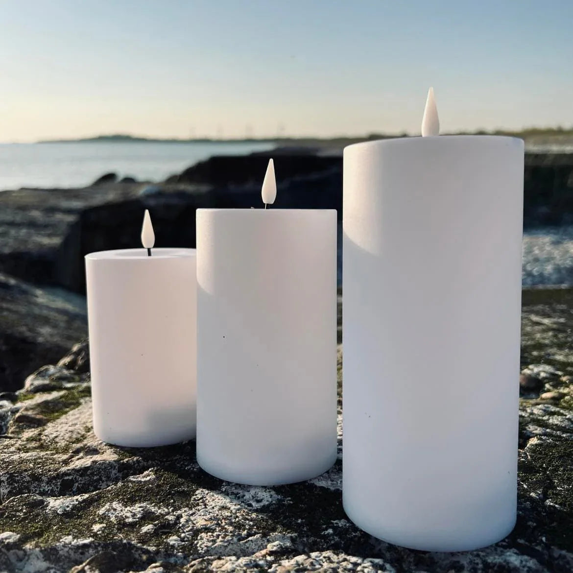 Outdoor LED Kerzen Set - Flammenlose Säulenkerzen
