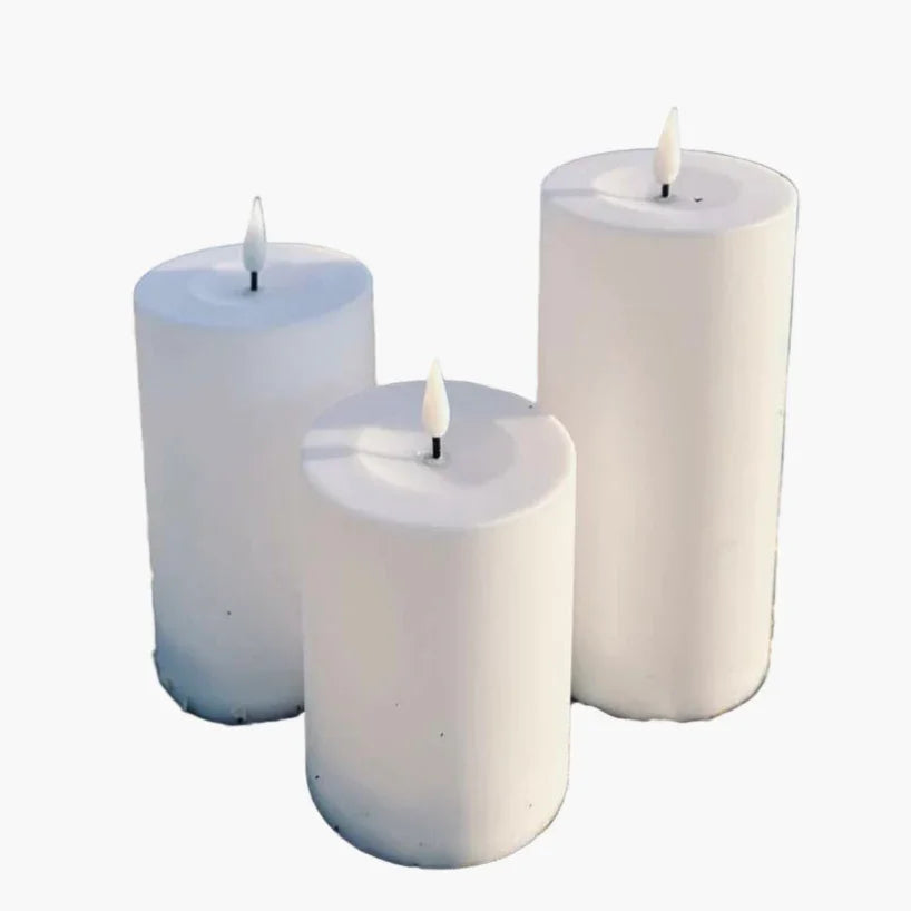 Outdoor LED Kerzen Set - Flammenlose Säulenkerzen
