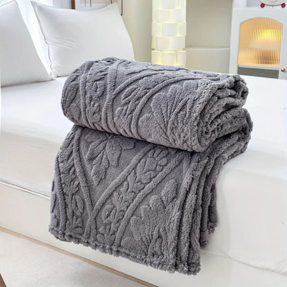 Cozy Paris Weave Jacquard Fleece Blanket for Home & Travel