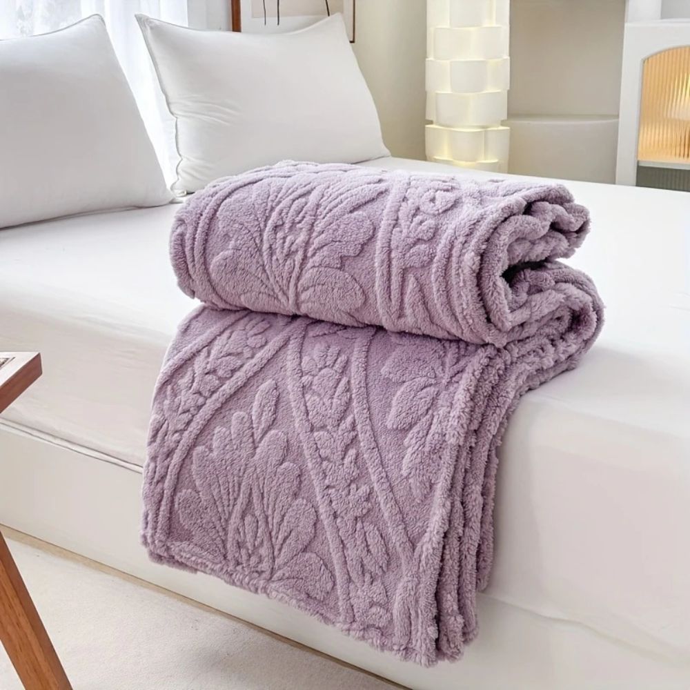 Cozy Paris Weave Jacquard Fleece Blanket for Home & Travel