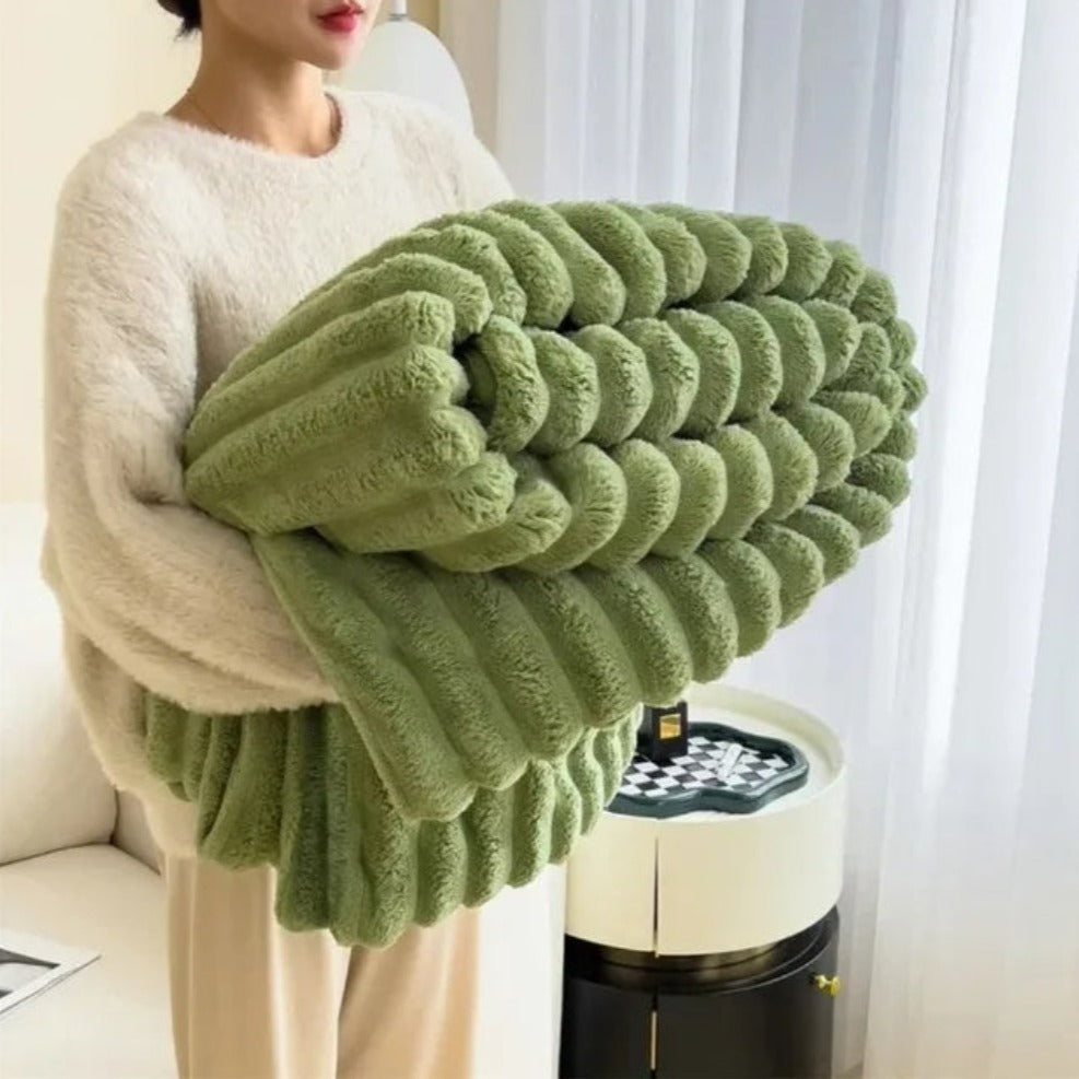 Cozy Striped Plush Throw Blanket for Warmth and Comfort