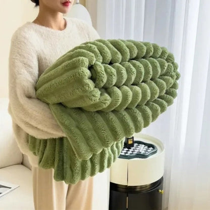 Cozy Striped Plush Throw Blanket for Warmth and Comfort
