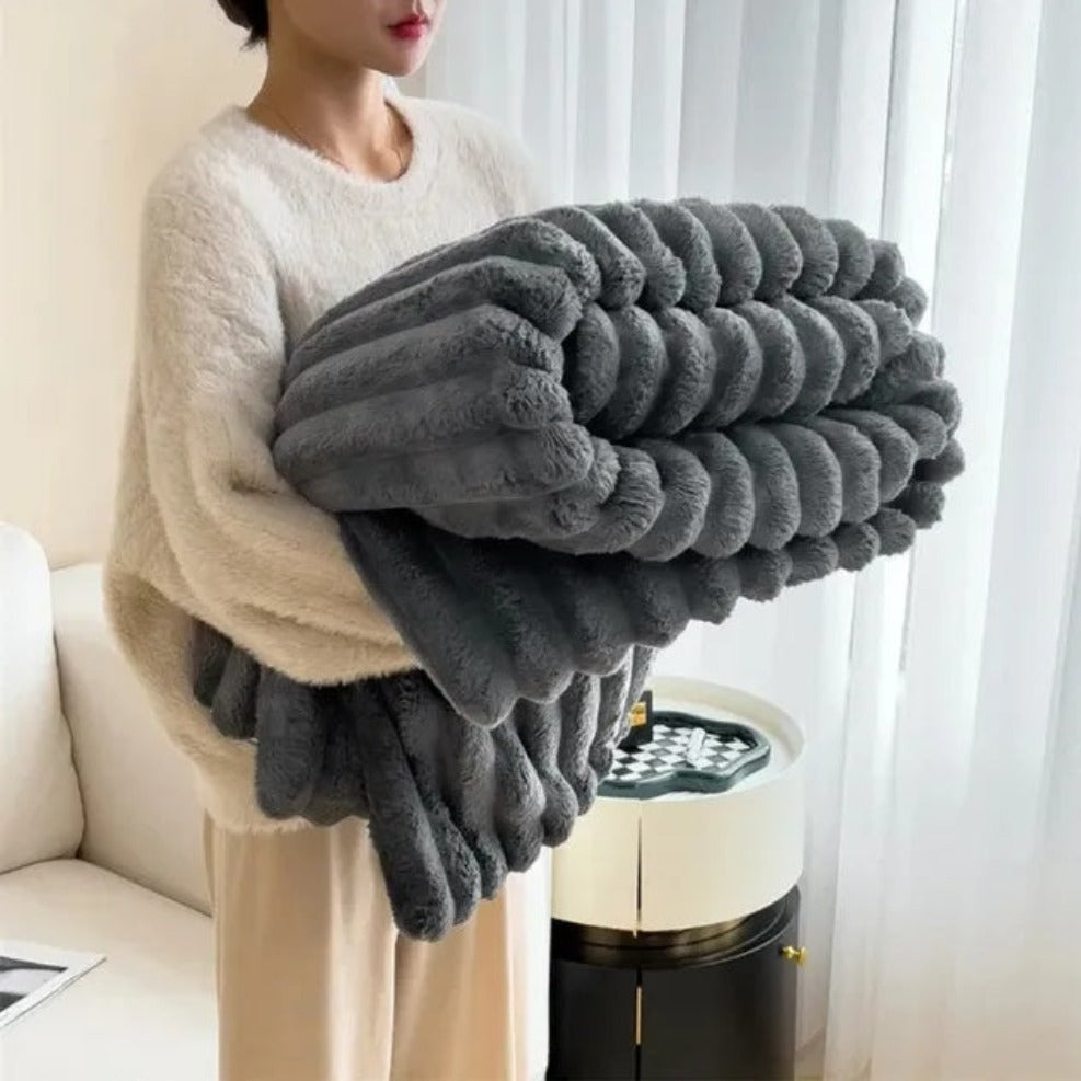 Cozy Striped Plush Throw Blanket for Warmth and Comfort