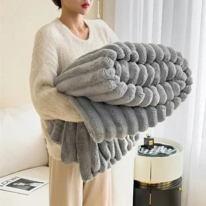 Cozy Striped Plush Throw Blanket for Warmth and Comfort