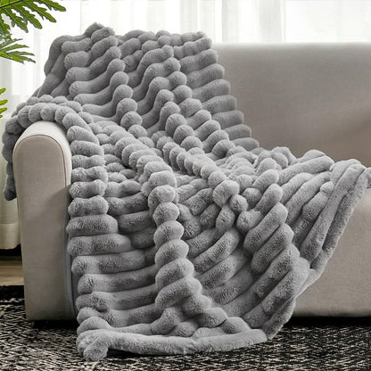 Cozy Striped Plush Throw Blanket for Warmth and Comfort