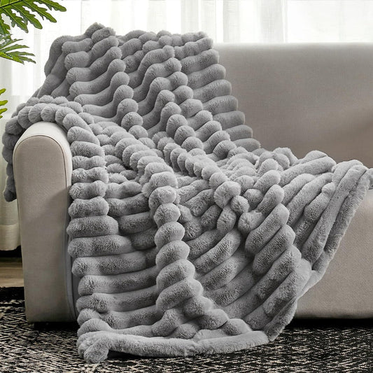Cozy Striped Plush Throw Blanket for Warmth and Comfort