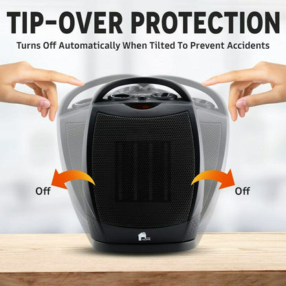 Tragbarer Elektrischer Heizlüfter - Leiser Oszillierender Ventilator - Thermostat