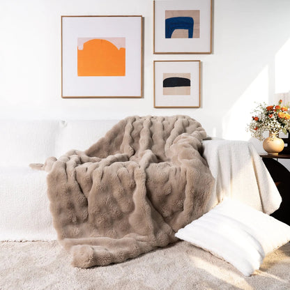 Cozy Rabbit Faux Fur Throw Blanket for Soft Warmth and Comfort
