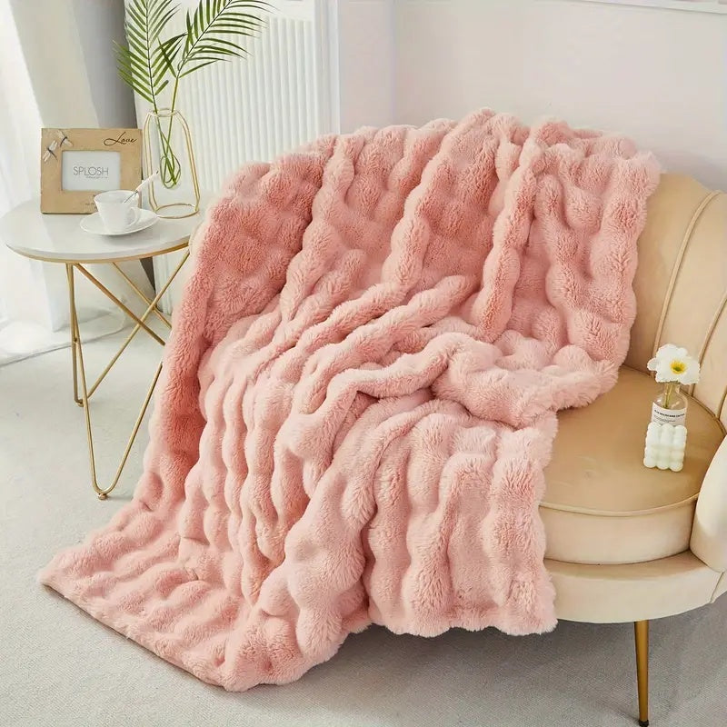 Cozy Rabbit Faux Fur Throw Blanket for Soft Warmth and Comfort
