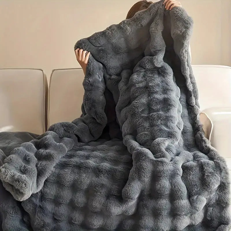 Cozy Rabbit Faux Fur Throw Blanket for Soft Warmth and Comfort