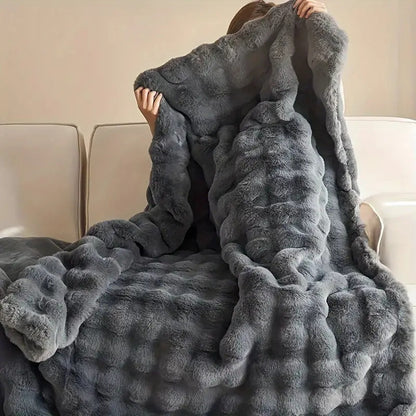 Cozy Rabbit Faux Fur Throw Blanket for Soft Warmth and Comfort