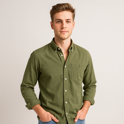 Button-Up Shirt - Herren Freizeit Hemd mit Kragen und langen Ärmeln