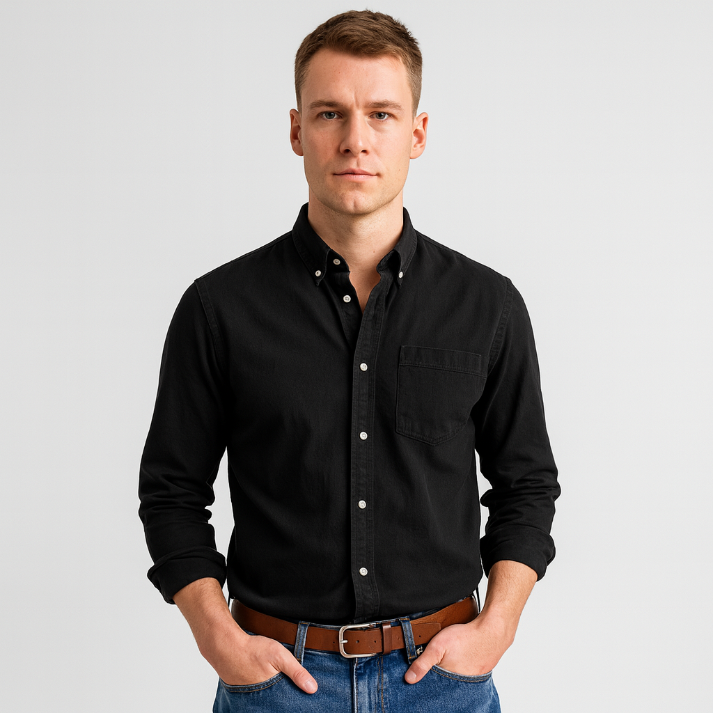 Button-Up Shirt - Herren Freizeit Hemd mit Kragen und langen Ärmeln