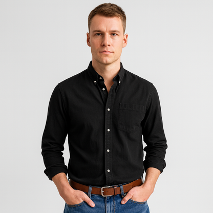 Button-Up Shirt - Herren Freizeit Hemd mit Kragen und langen Ärmeln