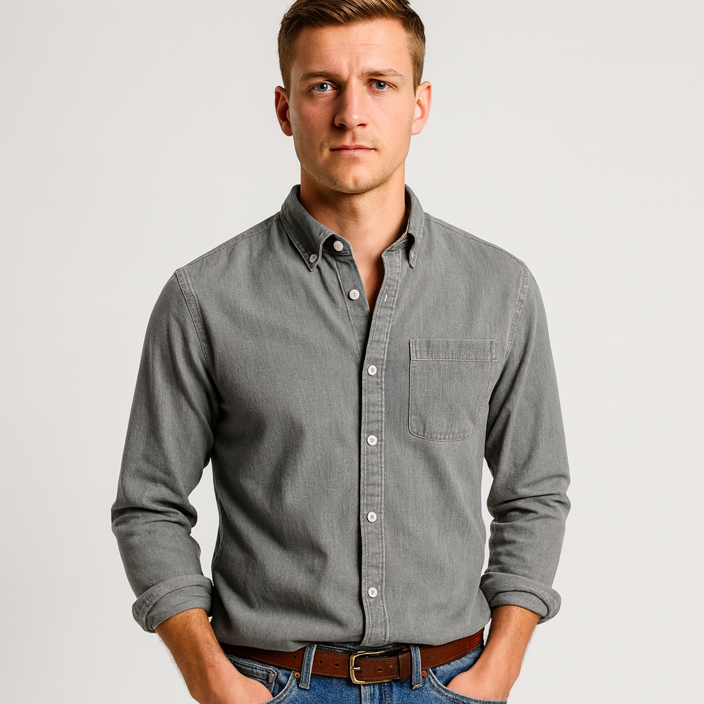 Button-Up Shirt - Herren Freizeit Hemd mit Kragen und langen Ärmeln