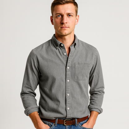 Button-Up Shirt - Herren Freizeit Hemd mit Kragen und langen Ärmeln
