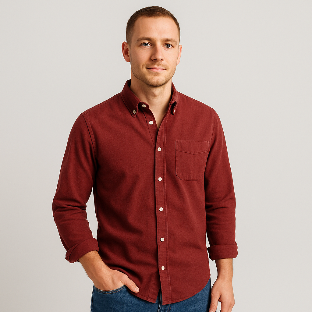 Button-Up Shirt - Herren Freizeit Hemd mit Kragen und langen Ärmeln