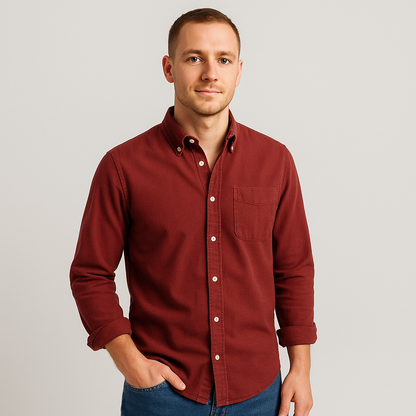 Button-Up Shirt - Herren Freizeit Hemd mit Kragen und langen Ärmeln