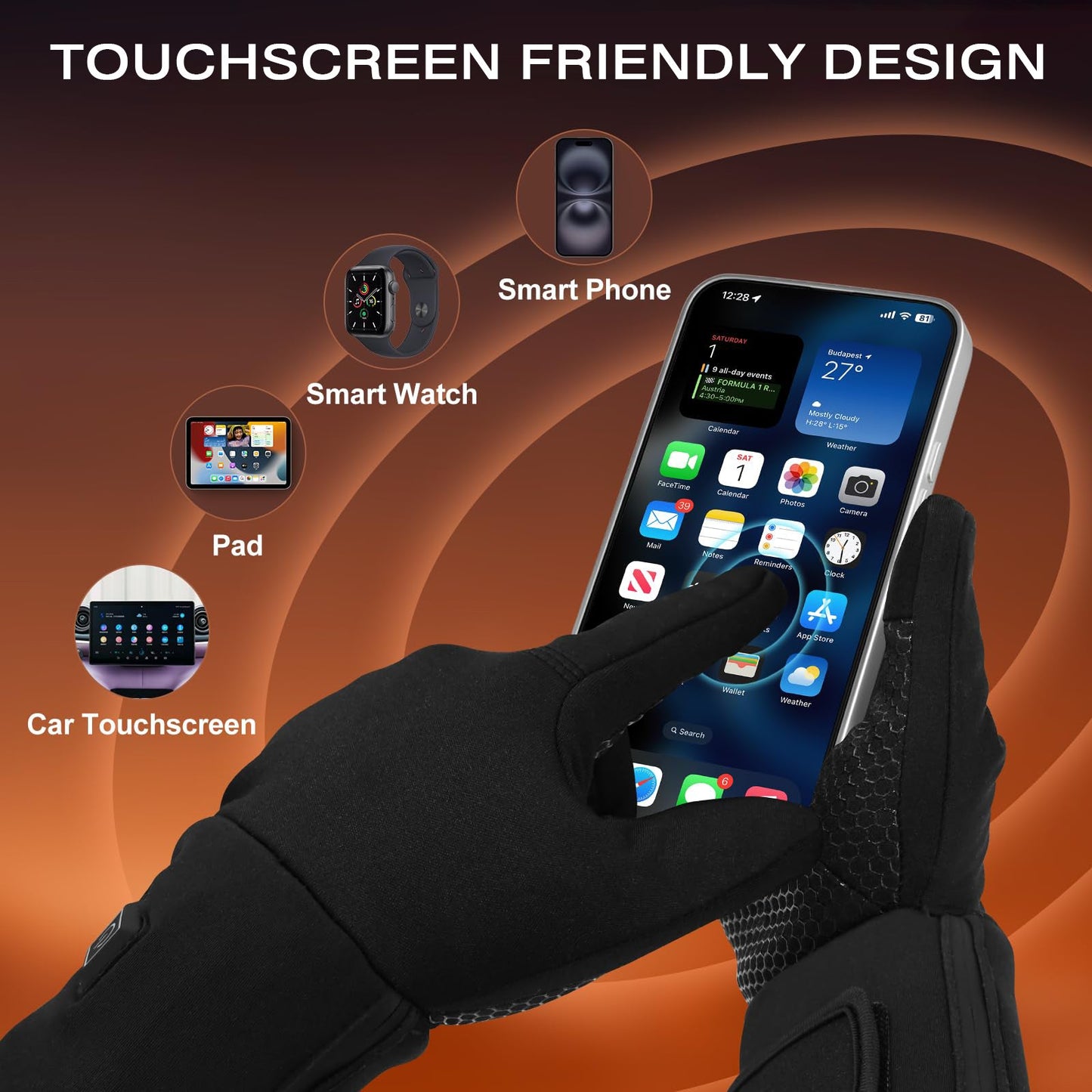 Gants chauffants rechargeables pour les sports d'hiver et les activités de plein air