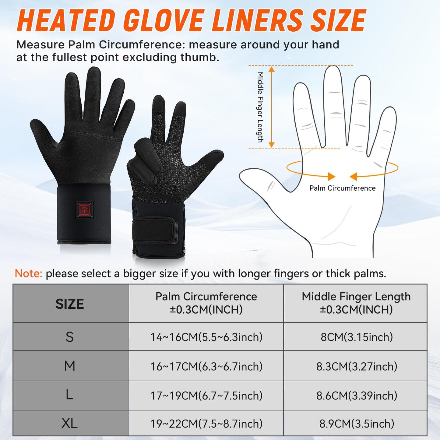 Gants d'hiver chauffants rechargeables pour les sports et activités de plein air