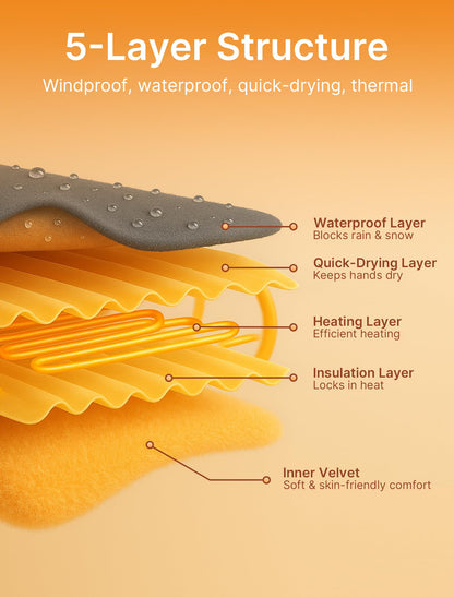 Gants chauffants rechargeables et étanches avec écran tactile pour l'hiver