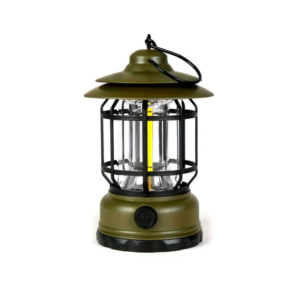 Vintage LED Camping Lantern - Rechargeable Outdoor Light for Hiking