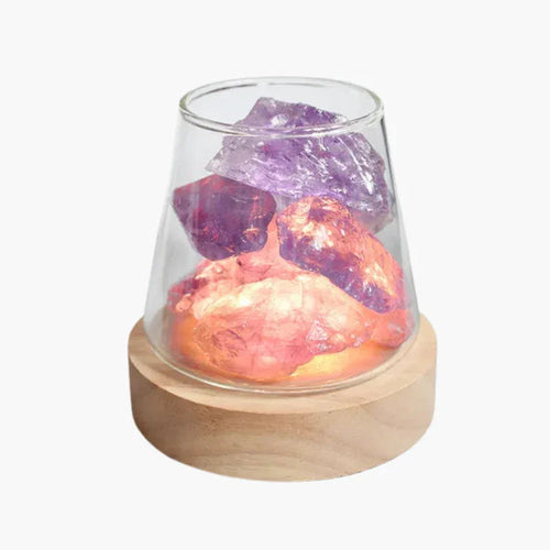 Salzlampe - Eisenrahmen - Tischleuchte