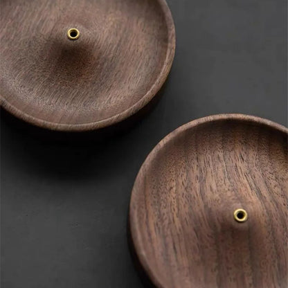 Wooden Round Ash Catcher Incense Stick Holder for Home Decor