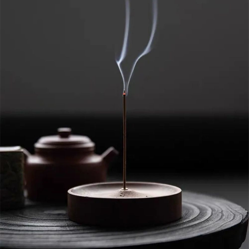 Wooden Round Ash Catcher Incense Stick Holder for Home Decor