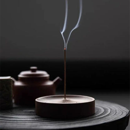 Wooden Round Ash Catcher Incense Stick Holder for Home Decor