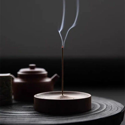 Wooden Round Ash Catcher Incense Stick Holder for Home Decor