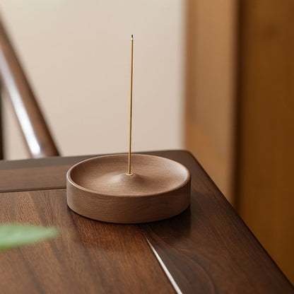 Wooden Round Ash Catcher Incense Stick Holder for Home Decor