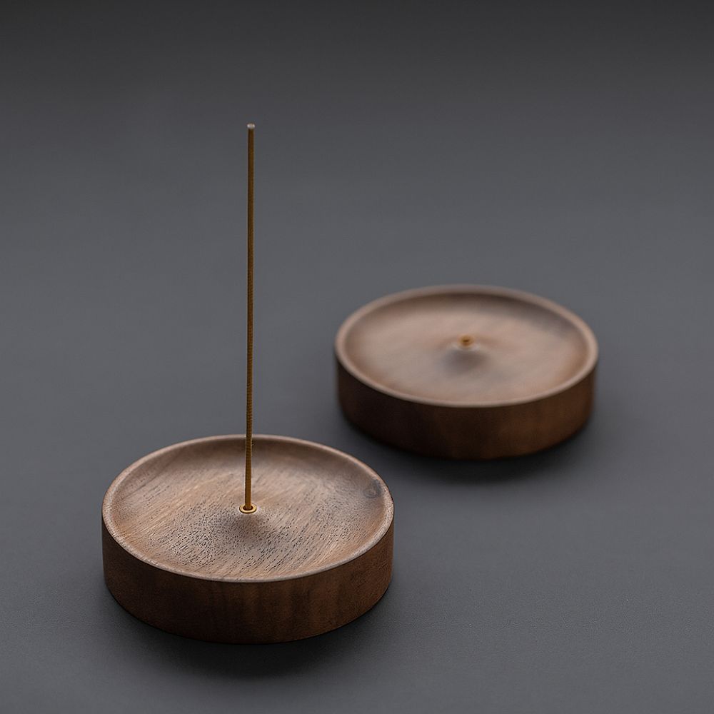 Wooden Round Ash Catcher Incense Stick Holder for Home Decor