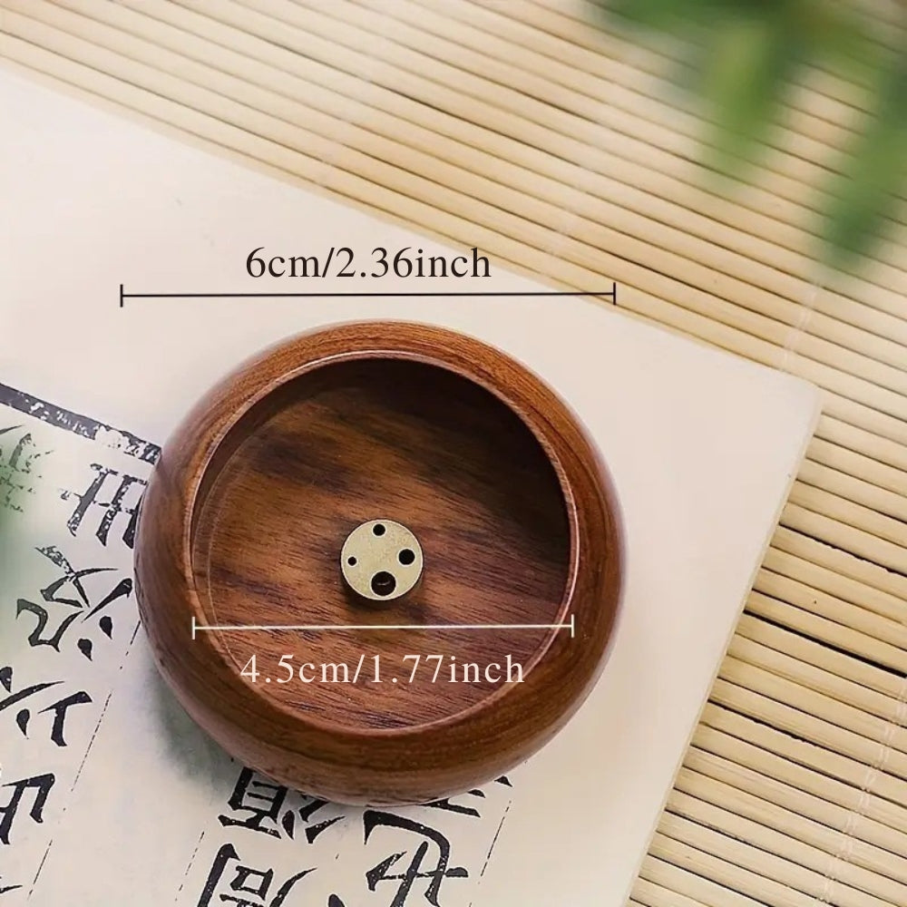 Natural Round Solid Wood Incense Holder for Sticks - Home Decor