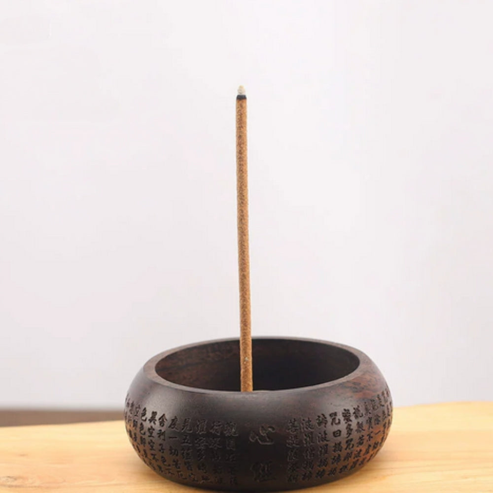 Natural Round Solid Wood Incense Holder for Sticks - Home Decor