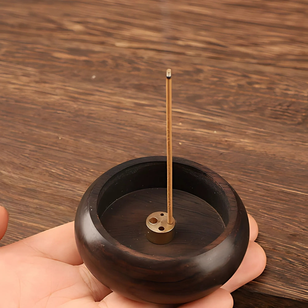 Natural Round Solid Wood Incense Holder for Sticks - Home Decor