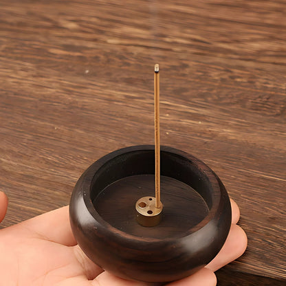 Natural Round Solid Wood Incense Holder for Sticks - Home Decor