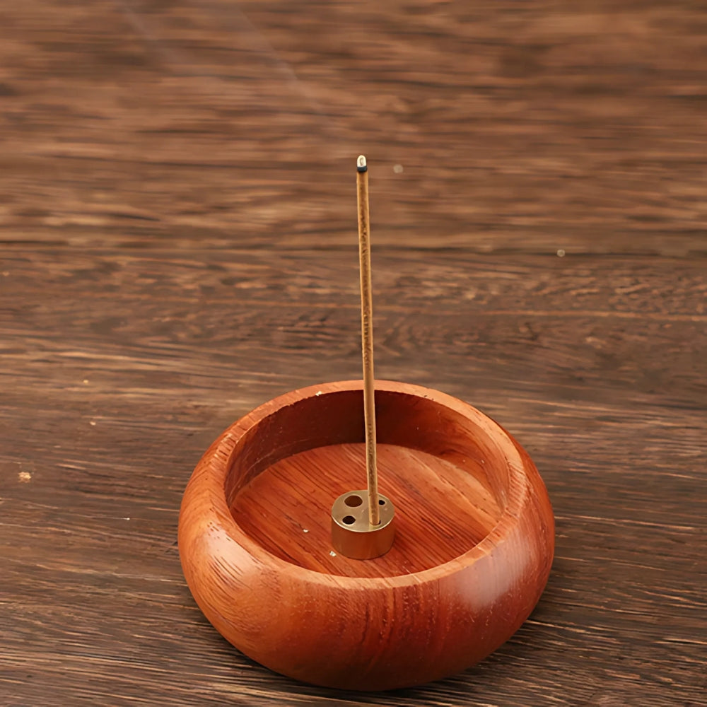 Natural Round Solid Wood Incense Holder for Sticks - Home Decor