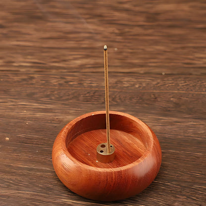 Natural Round Solid Wood Incense Holder for Sticks - Home Decor