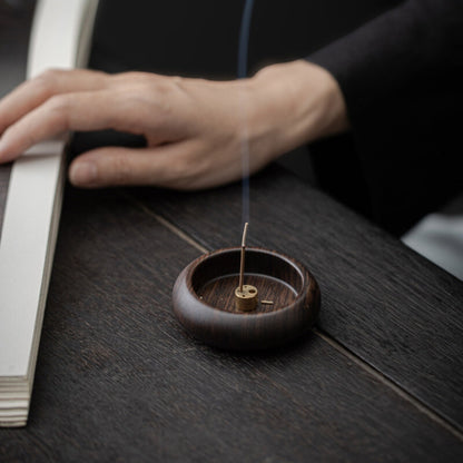 Natural Round Solid Wood Incense Holder for Sticks - Home Decor