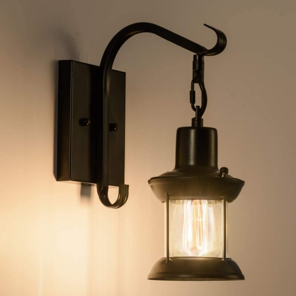 Vintage Industrial Glass Wall Light Fixture - Retro Farmhouse Style