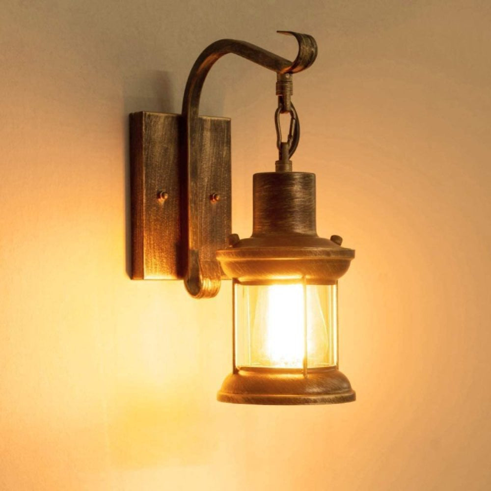 Vintage Industrial Glass Wall Light Fixture - Retro Farmhouse Style
