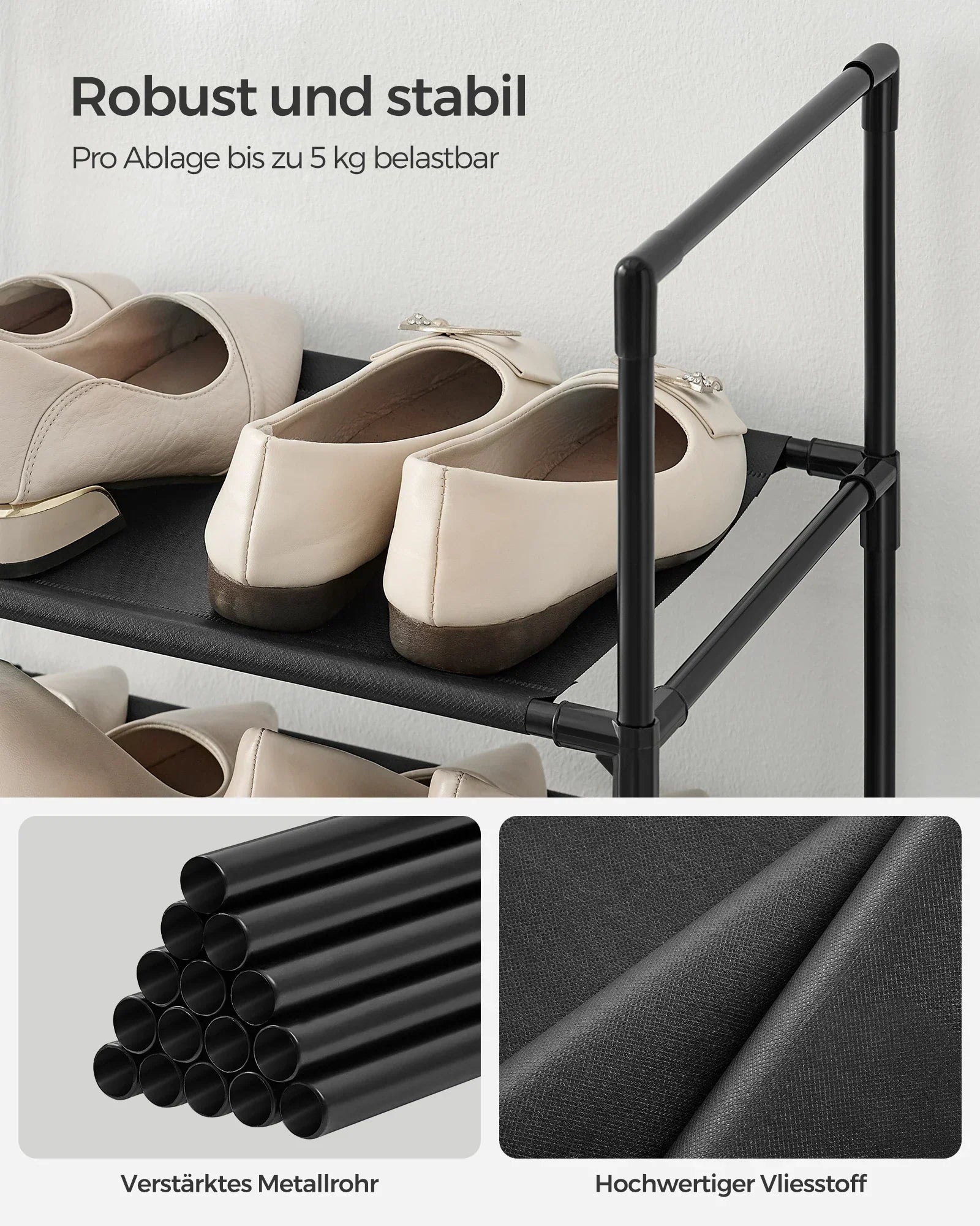 Metall Schuhschrank | Schlanker Schuhregal | Platzsparende Schuhaufbewahrung | StahlLine